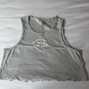 Sage green Tank top “mother earth needs our love”
